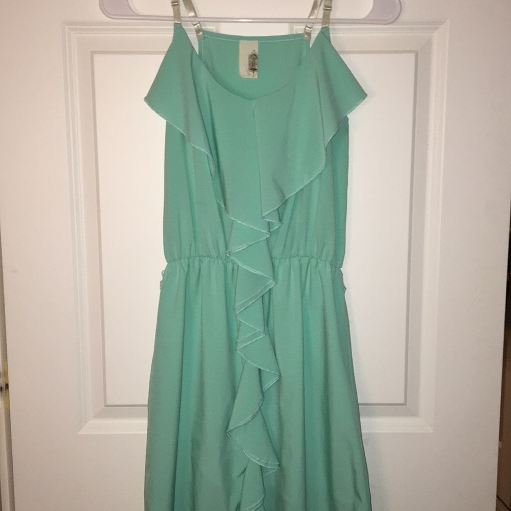 TEAL DRESS WITH THIN STRAPS